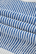 Striped Textured Knit Contrast Edge Loose Sweater