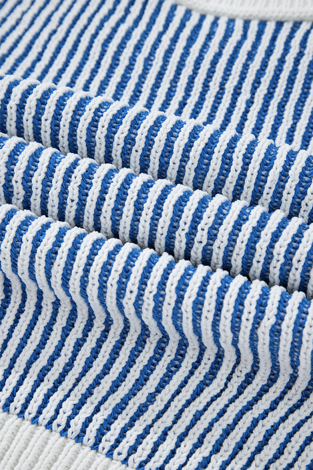 Striped Textured Knit Contrast Edge Loose Sweater