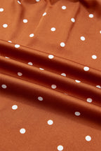 Brown Polka Dot Half Button V Neck Long Sleeve Blouse