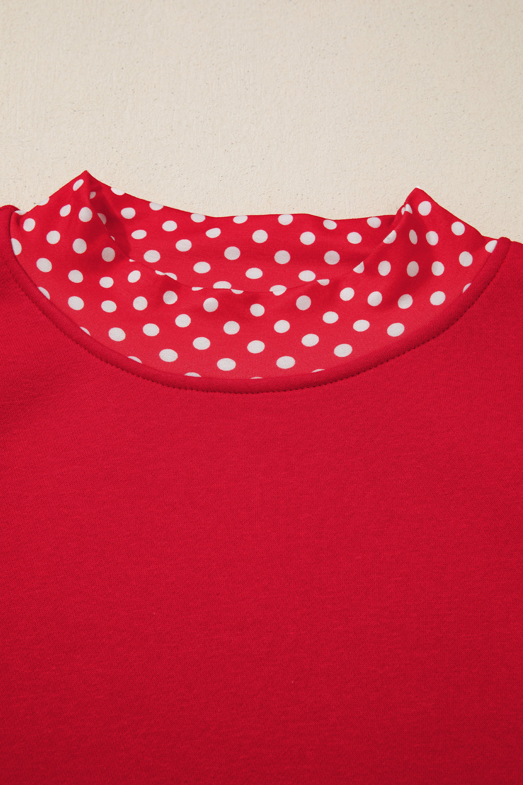 Polka Dot Patchwork Round Neck Plus Size Sweatshirt
