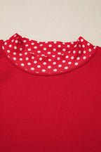 Polka Dot Patchwork Round Neck Plus Size Sweatshirt
