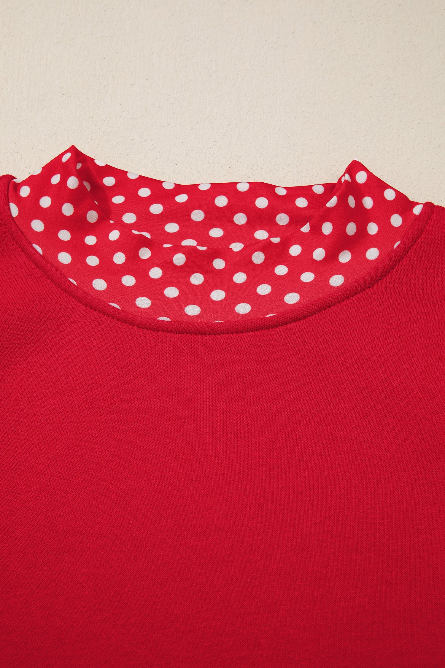 Polka Dot Patchwork Round Neck Plus Size Sweatshirt