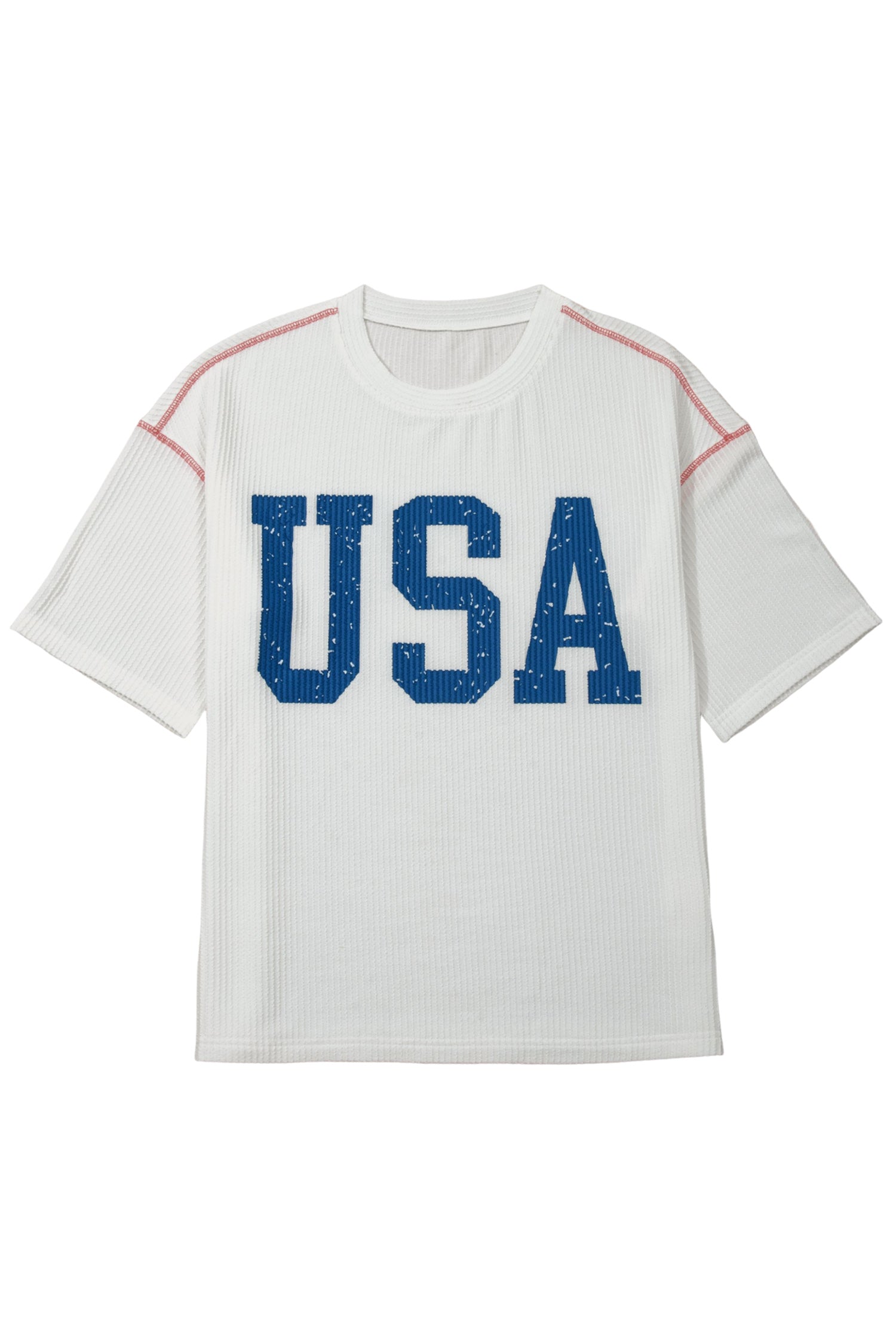 Fiery Red USA Graphic Half Sleeve Loose Ribbed Top