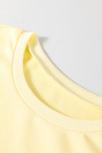 Yellow Cream Eyelet Embroidered Lace Splicing Sleeve Loose T Shirt Dress