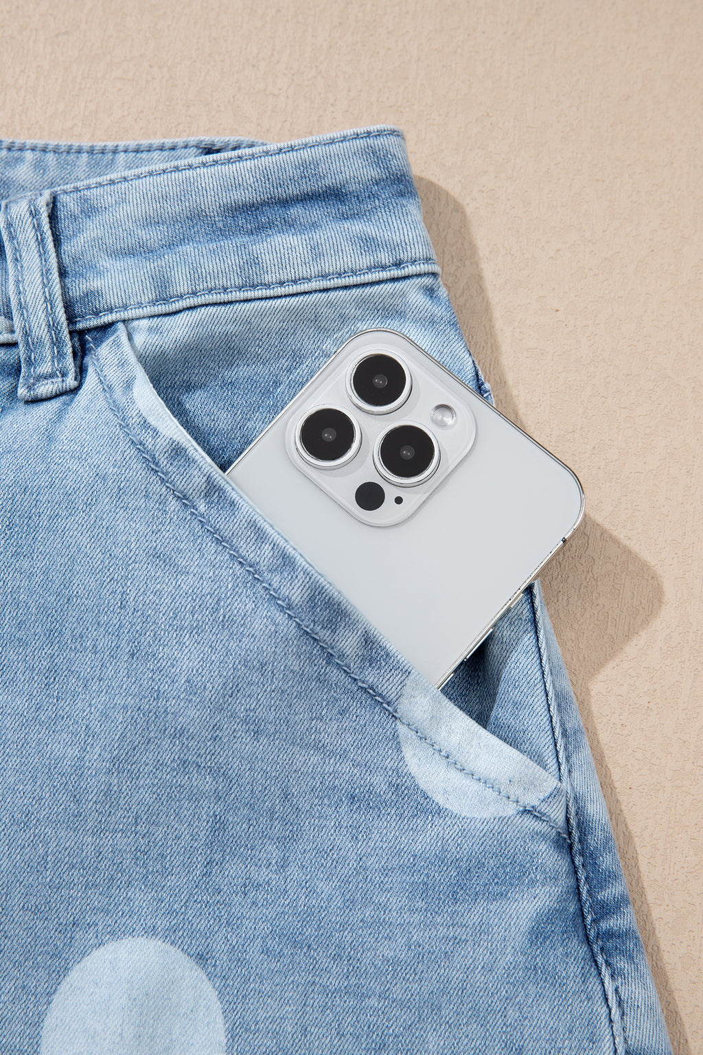 Polka dot ankle-length casual jeans with metal buttons from Dear-Lover, showcasing a trendy, relaxed denim style.