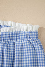 Contrast Trim Plaid Print Plus Size Shorts