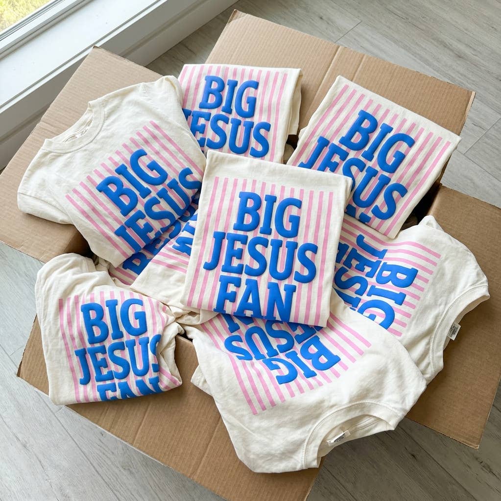 BIG JESUS FAN Puff Screen Print Transfer | Retro Faith Graphic | Two-Tone Puff Ink Heat ScreenprintTransfer