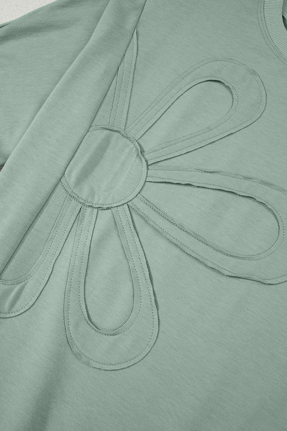 Floral Patched Half Sleeve Tunic Top