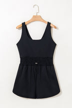 Plain Sleeveless Loop Drawstring Cinched Waist Romper