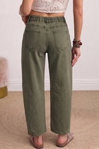 Color square patch pocket ankle-length barrel jeans by Dear-Lover, featuring a stylish design with patch pockets and a relaxed fit.