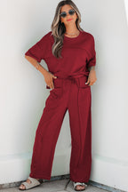 Racing Red Drop Shoulder Boxy Tee and Barrel Pants Set
