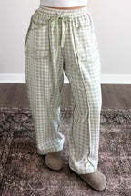 Plaid contrast trim drawstring elastic waist shift pants from Dear-Lover, featuring a casual, comfortable fit and stylish design.