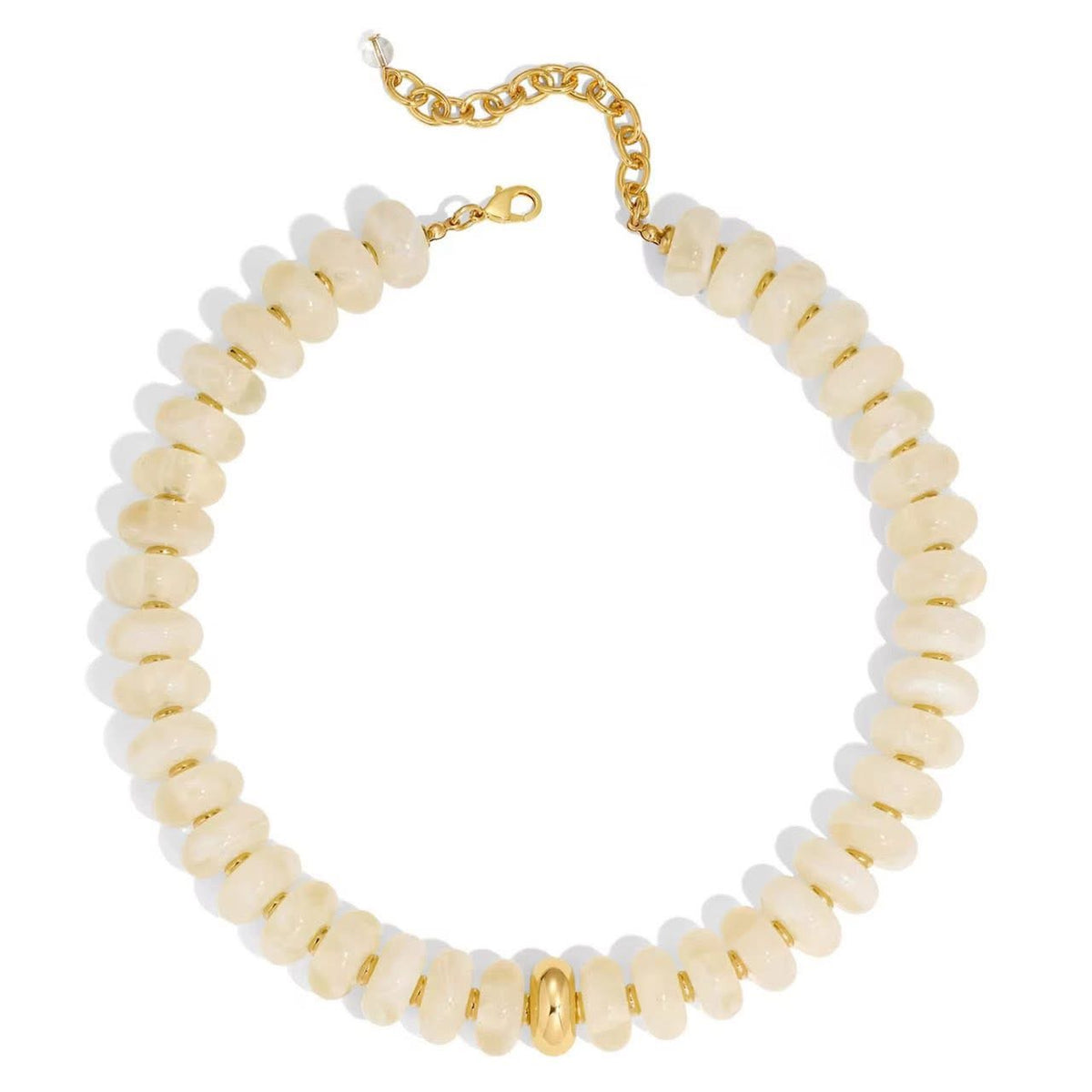 Light pink chunky beaded necklace from Al + Gray Graphic Tees, featuring large beaded details for a stylish accessory.