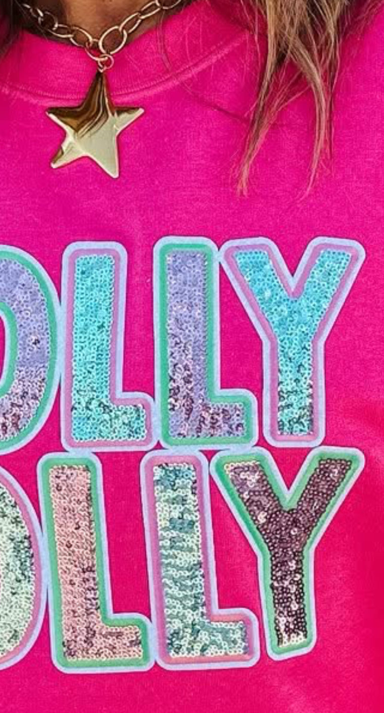Small Holly Jolly Sequins T-shirt by Al + Gray Graphic Tees, featuring festive sequin design on soft fabric.