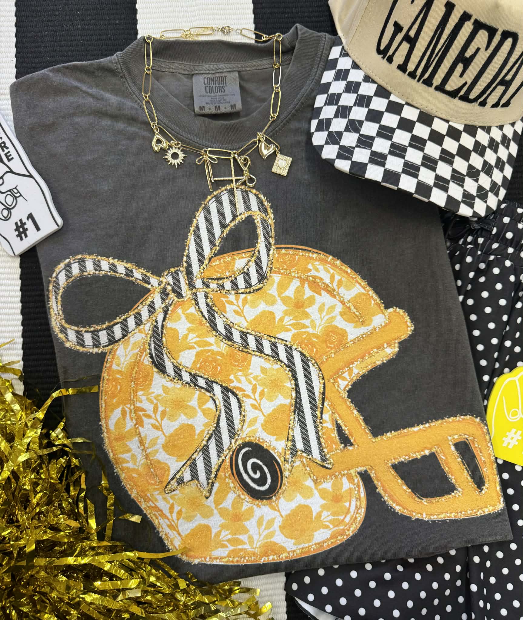 GOLD FLORAL HELMET TEE