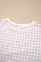 Sky Blue Plaid Baggy Pullover Drawstring Casual Shorts 2pcs Outfit