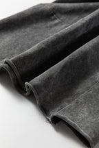 Lapis Mineral Wash Lace-up High Waist Raw Hem Patched Pocket Pants