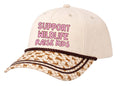 "Support Wildlife Raise Kids "on Tan Cap with Patch Work - Estimated ship date 9/20