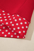 Polka Dot Patchwork Round Neck Plus Size Sweatshirt