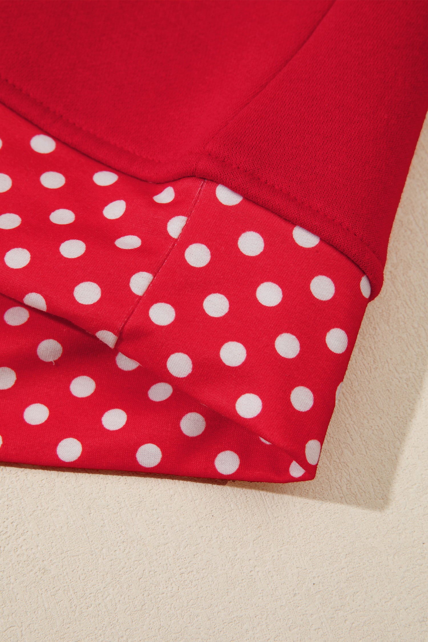 Polka Dot Patchwork Round Neck Plus Size Sweatshirt