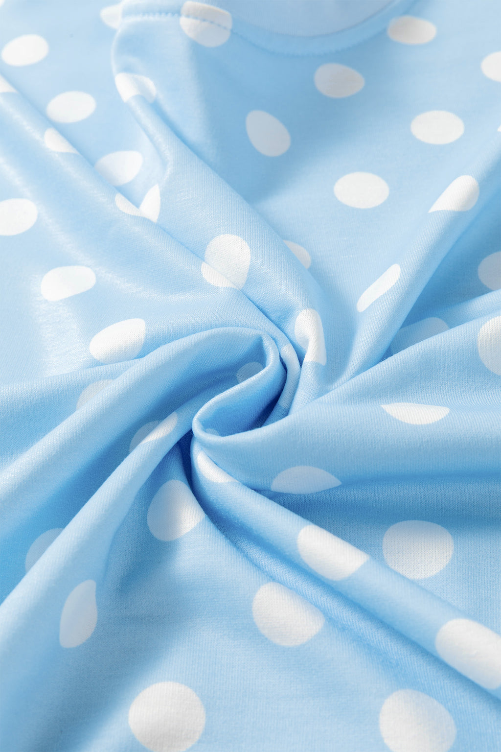 Sky Blue Polka Dot Oversized Top Drawstring Short Set