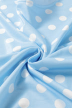 Sky Blue Polka Dot Oversized Top Drawstring Short Set