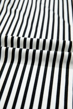 Black Stripe Tied High Waist Loose Straight Casual Pants