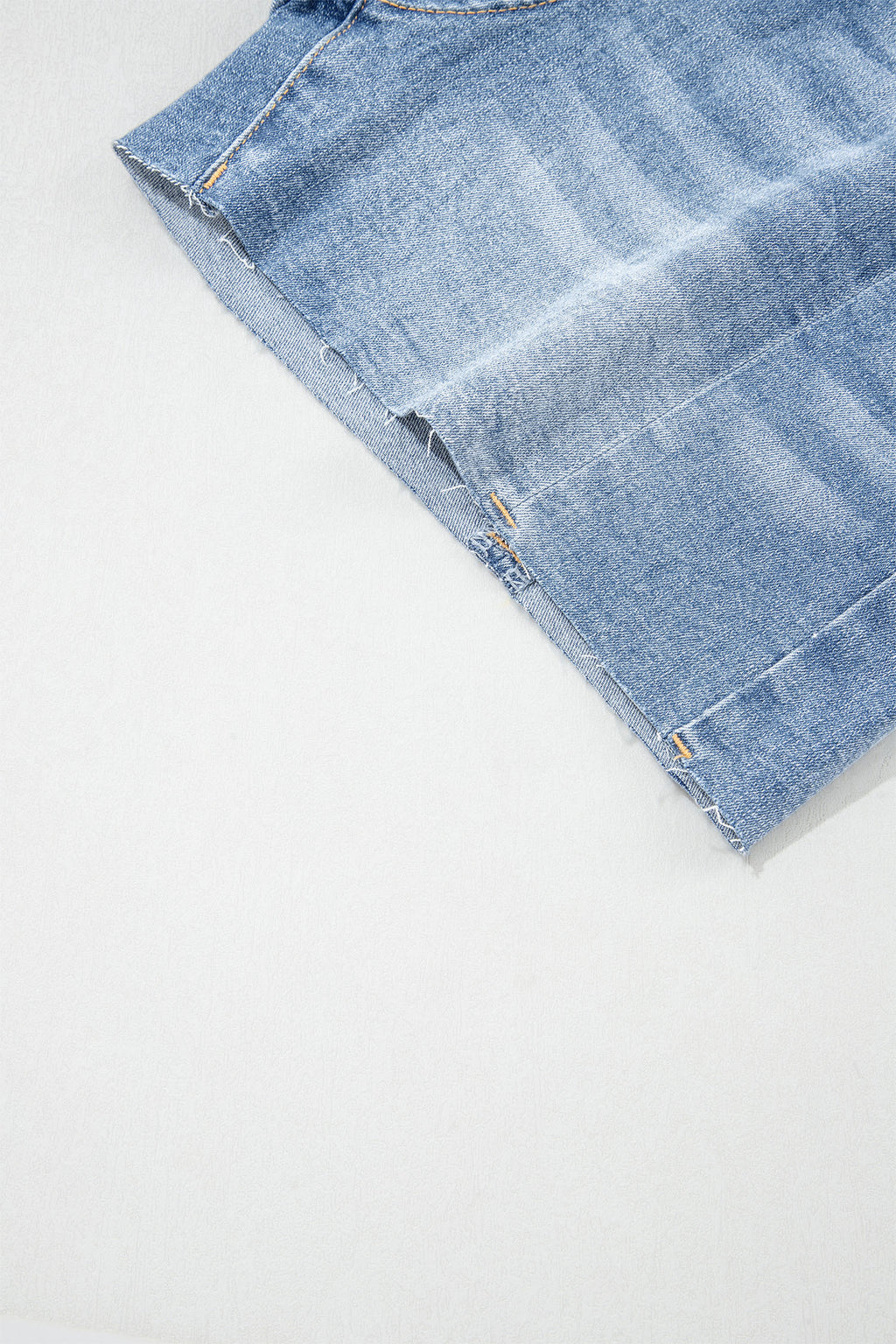 Beau Blue Acid Wash Raw Hem Denim Shorts
