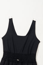 Plain Sleeveless Loop Drawstring Cinched Waist Romper