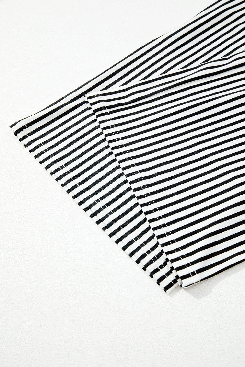 Black Stripe Tied High Waist Loose Straight Casual Pants