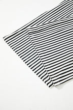 Black Stripe Tied High Waist Loose Straight Casual Pants
