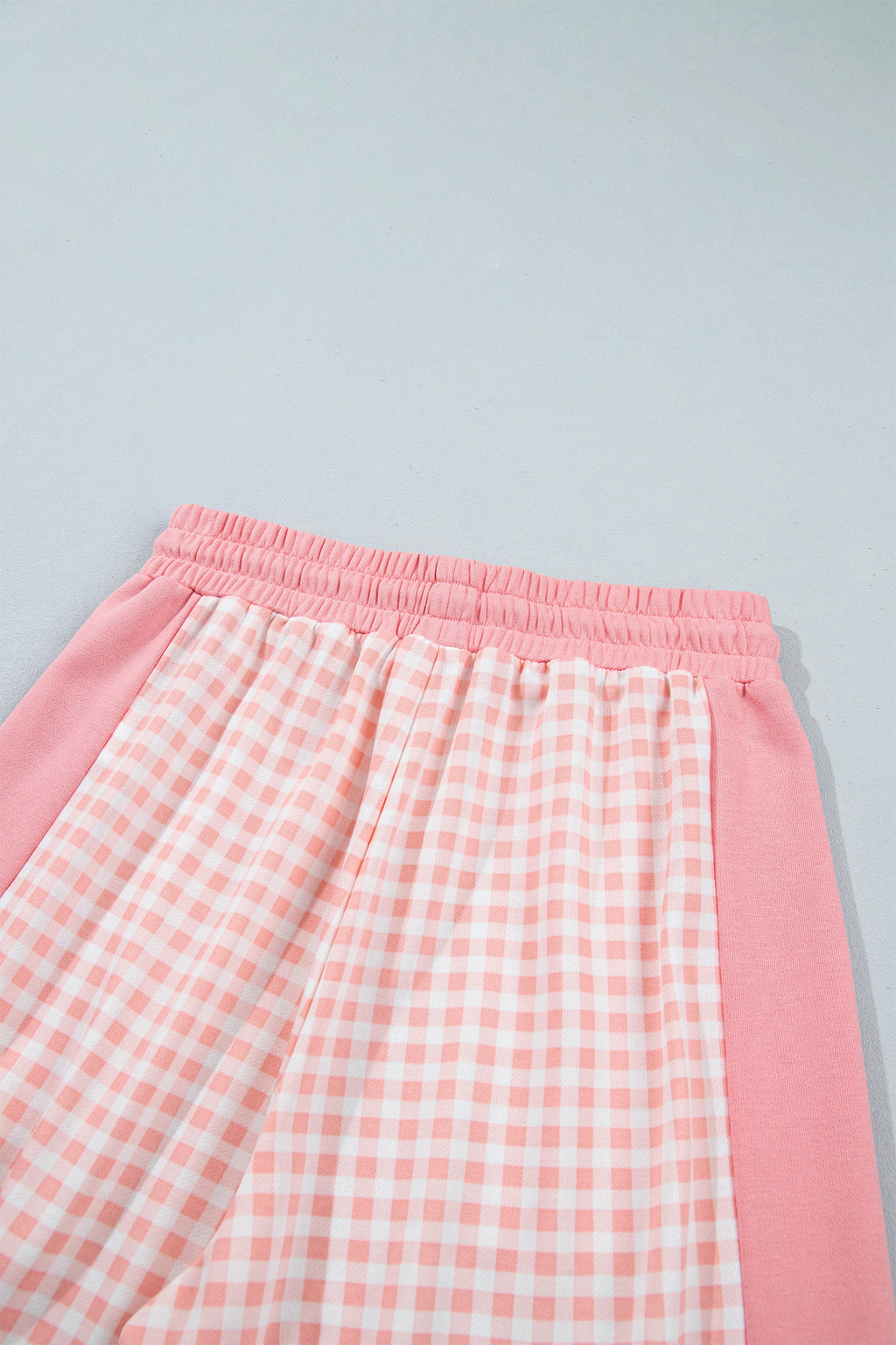 Green Color Block Plaid Patchwork Long Sleeve Pullover Wide Leg Pant Set