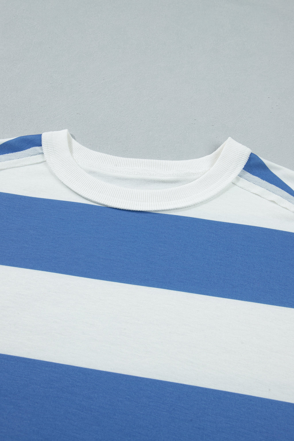 Blue Stripe Raw Seam Shoulder Detail Casual Tee Dress