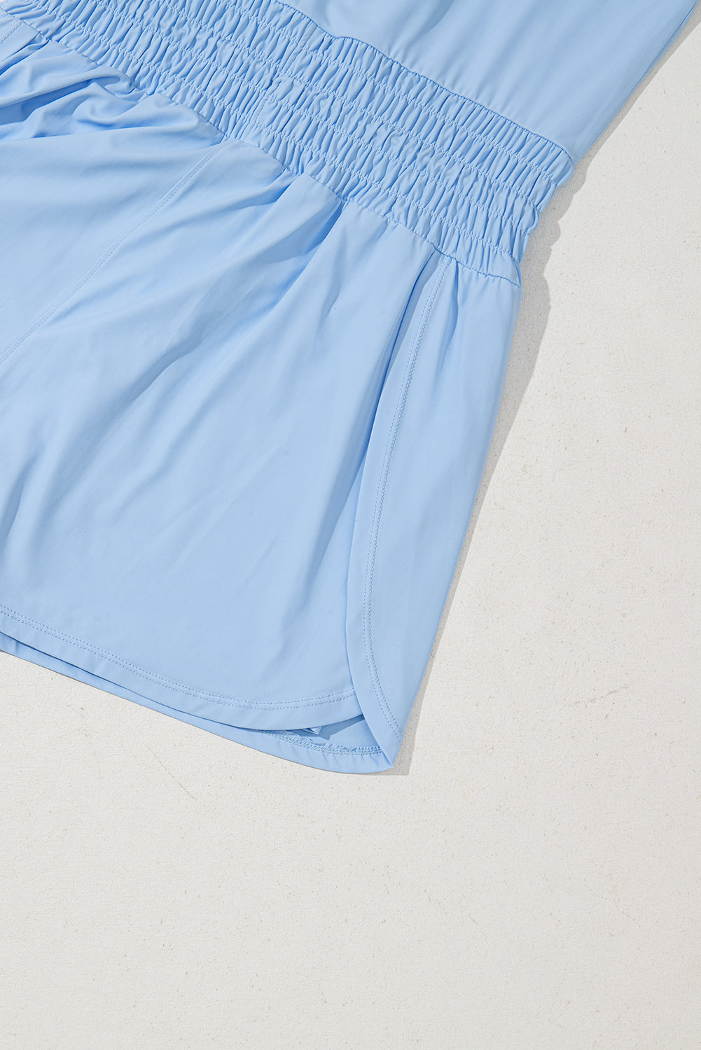 Plain Sleeveless Loop Drawstring Cinched Waist Romper