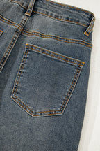 Sail Blue Exposed Stitching Loose Straight High Waist Barrel Jeans