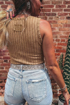 Phalaenopsis Slim Ribbed Mineral Wash Tank Top