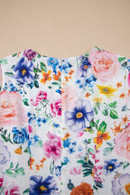 Sky Blue Vibrant Floral Print Cap Sleeve Mini Dress