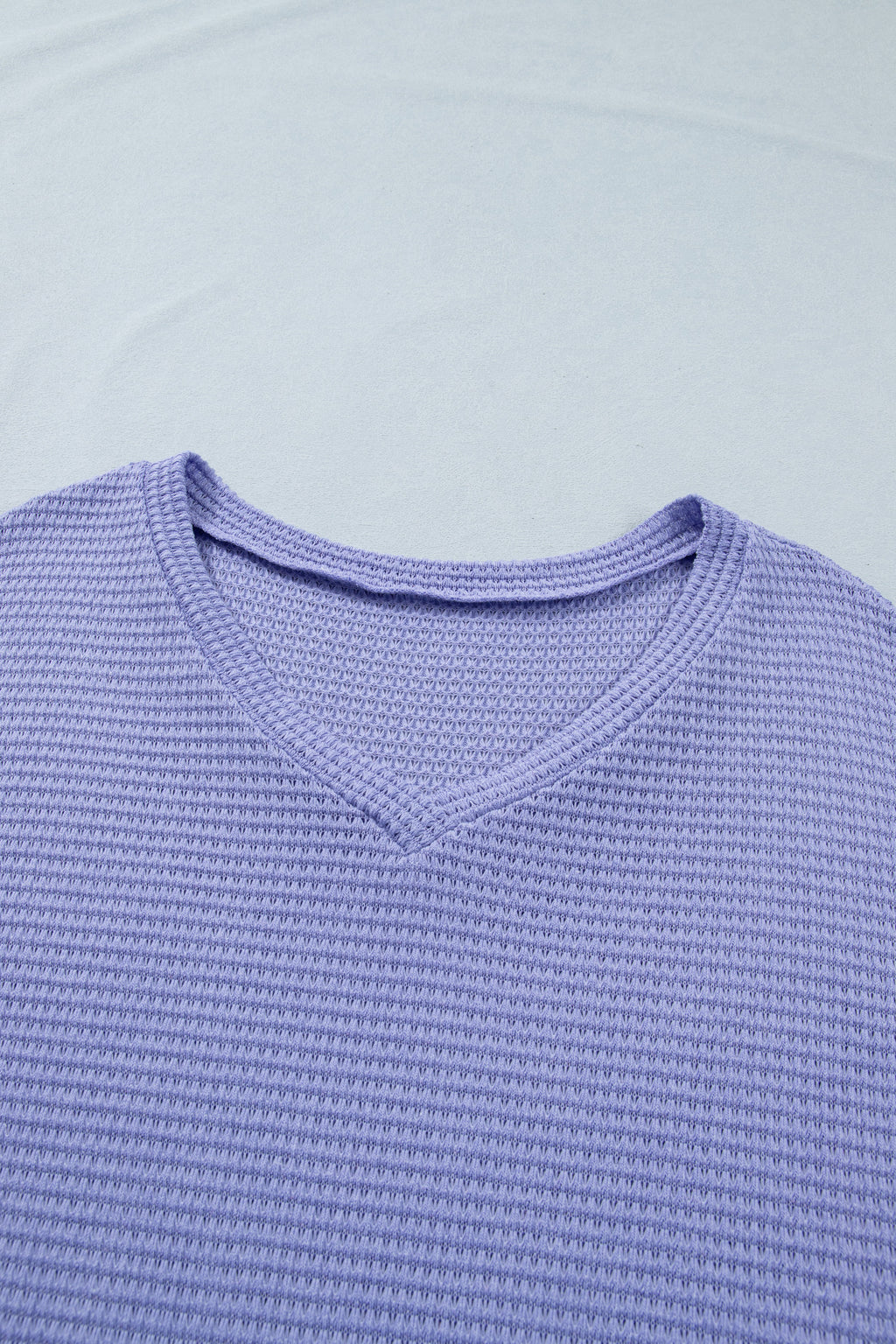 Wisteria V Neck Short Sleeve Plus Size Waffle Knit Top