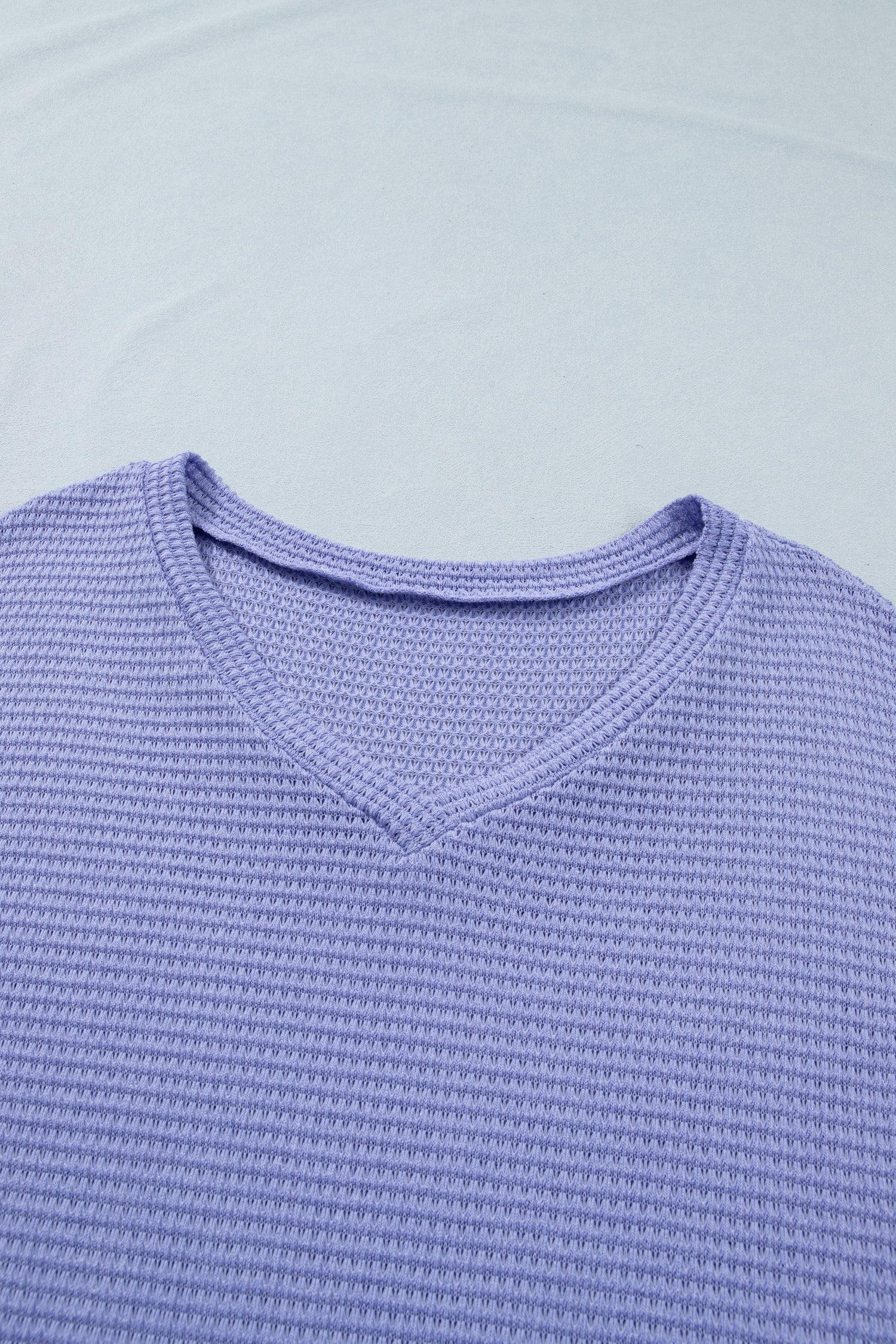 Wisteria V Neck Short Sleeve Plus Size Waffle Knit Top