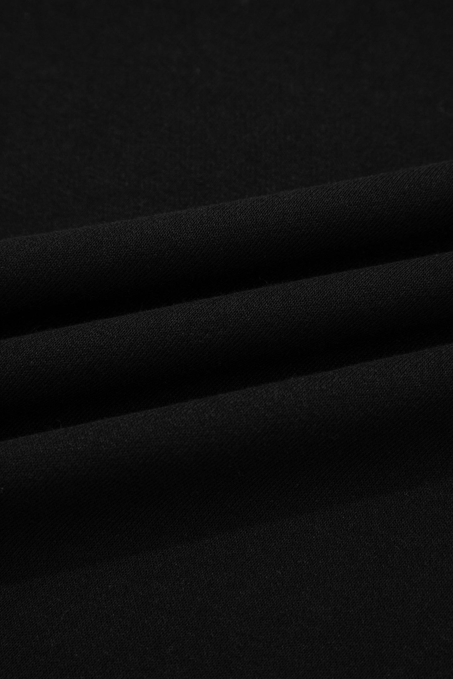 Black Solid Color Oversize Slit Sweatshirt Ribbed Leggings 2pcs Set