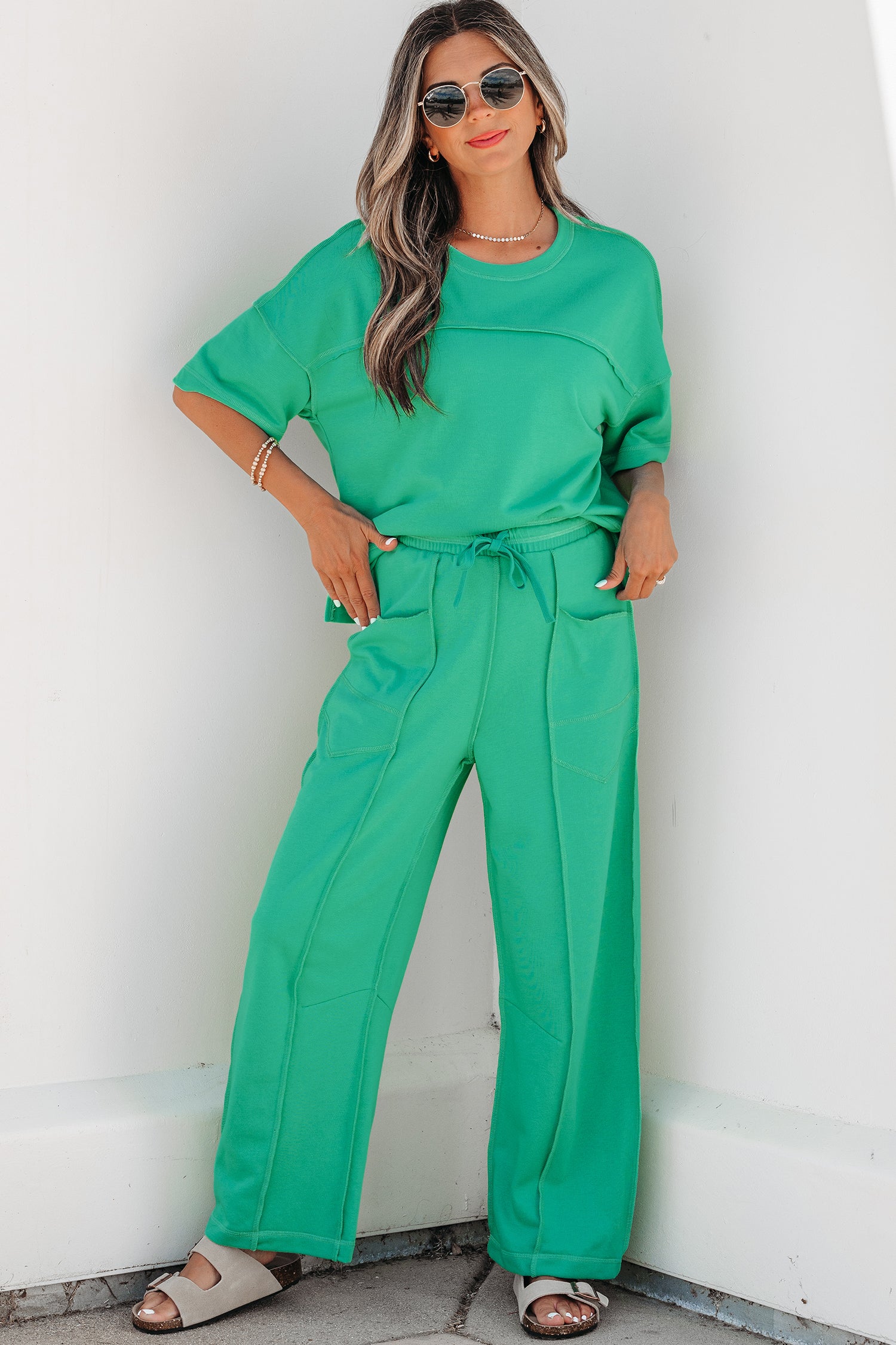 Drop Shoulder Boxy Tee and Barrel Pants Set