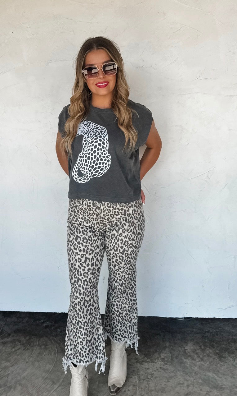 BLAKELEY cheetah and leopard print non-distressed jeans for women, stylish casual bottoms with animal print design