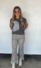 BLAKELEY cheetah and leopard print non-distressed jeans for women, stylish casual bottoms with animal print design