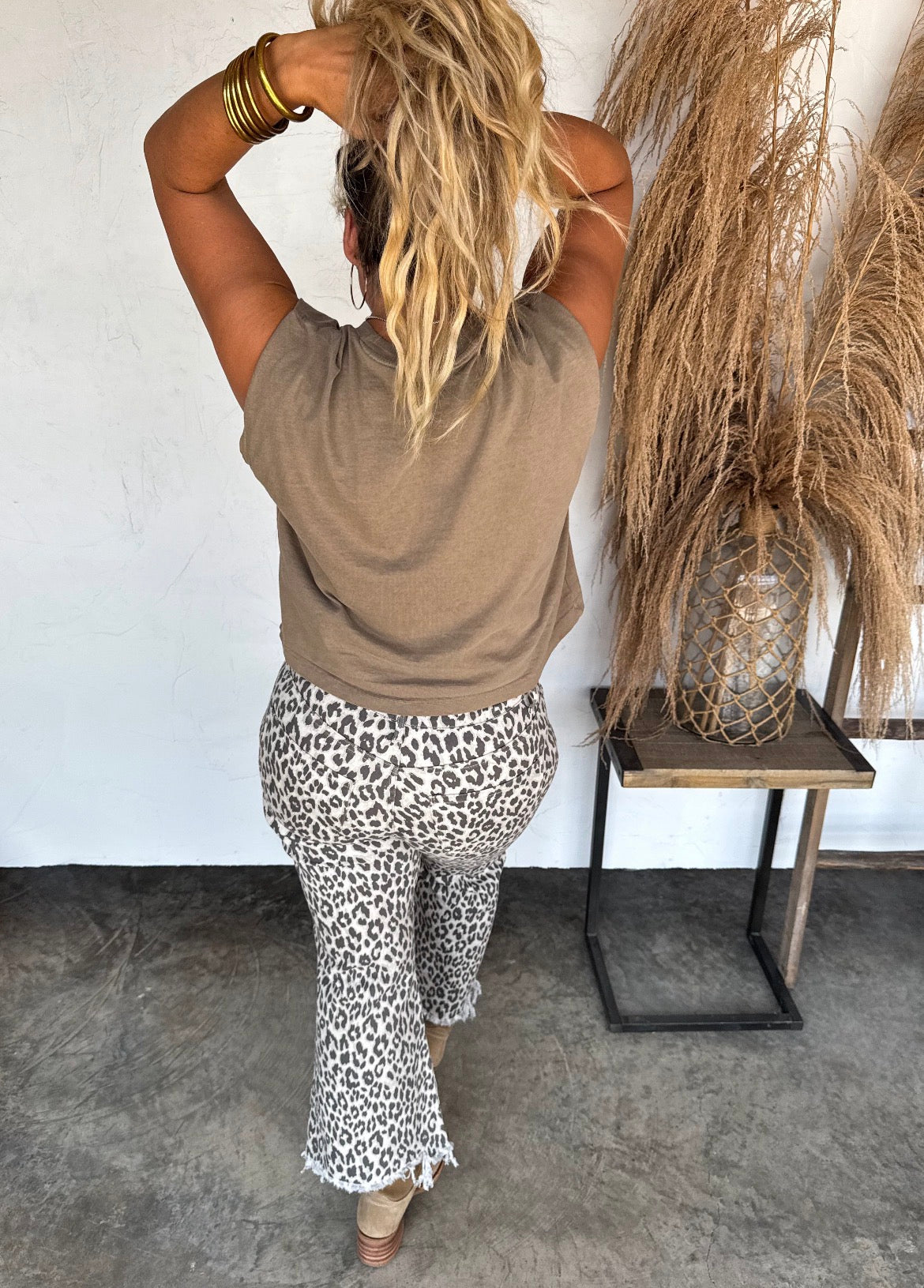 BLAKELEY cheetah leopard print non-distressed jeans, stylish bottoms with animal pattern and classic fit, casual fashion for women