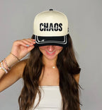 Broke Babe Wholesale Chaos Coordinator trucker hat with black mesh back and embroidered front design.