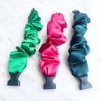 Vibrant Watermelon Mix Buckle Scrunchies bundle by RE.STATEMENT, no snagging or tangles, in recycled satin fabric, 3-pack.