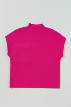 Patch Pocket Ribbed Knit Short Sleeve Sweater