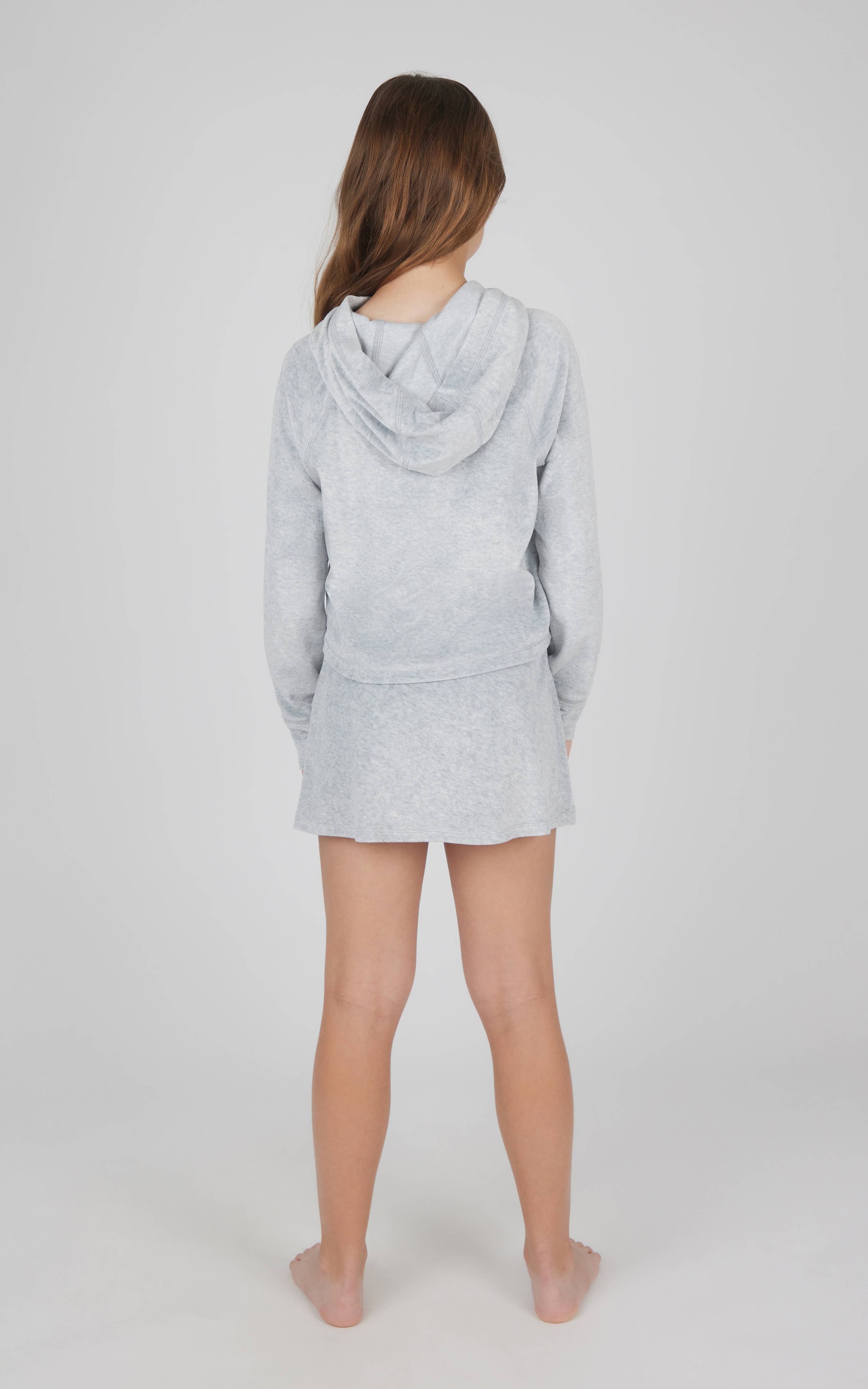Tween Girls Heather Velour Hoodie and Skort Set