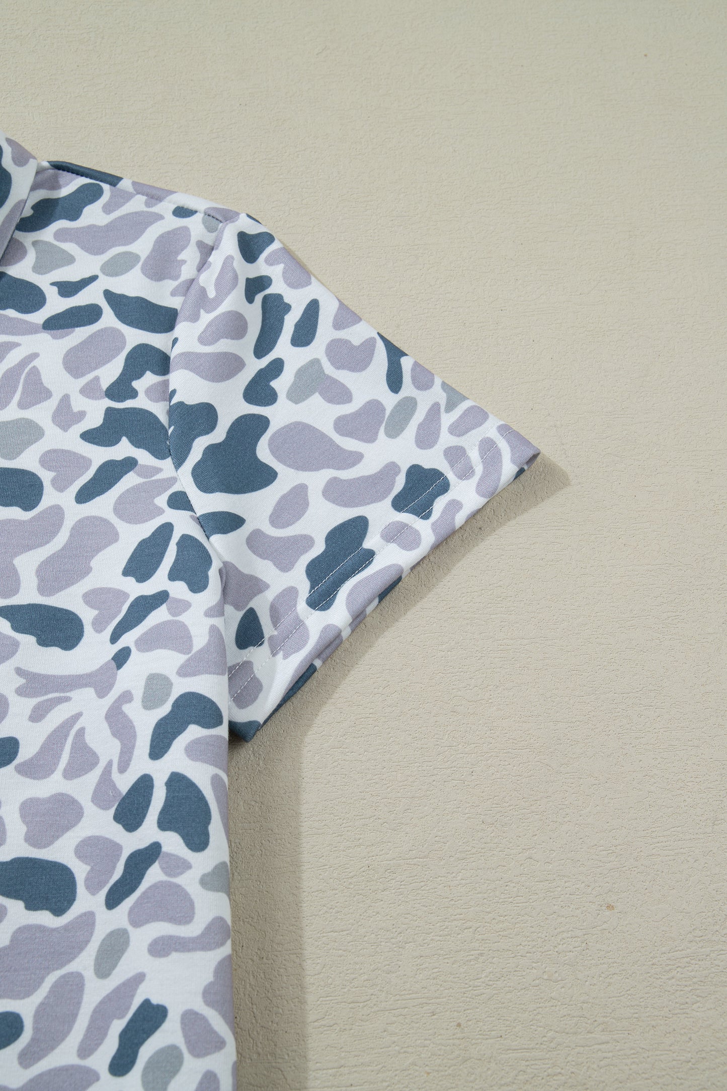 Abstract Patterned Polo Collar T Shirt and Shorts Set