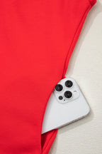 Black Solid Color High Neck Cap Sleeve Loose Top